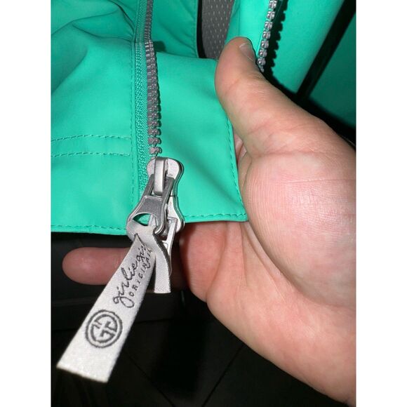 Girly Girl Originals Mint Rain Coat with Reflective Stripes Over Sized Sz S - Picture 5 of 12